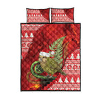 New Zealand Kakapo Christmas In July Quilt Bed Set Silver Fern Santa Xmas Red Color