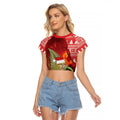 New Zealand Kakapo Christmas In July Raglan Cropped T Shirt Silver Fern Santa Xmas Red Color