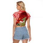 New Zealand Kakapo Christmas In July Raglan Cropped T Shirt Silver Fern Santa Xmas Red Color