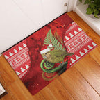 New Zealand Kakapo Christmas In July Rubber Doormat Silver Fern Santa Xmas Red Color