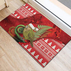New Zealand Kakapo Christmas In July Rubber Doormat Silver Fern Santa Xmas Red Color