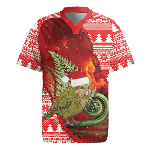 New Zealand Kakapo Christmas In July Rugby Jersey Silver Fern Santa Xmas Red Color