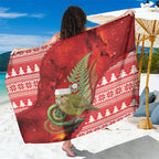 New Zealand Kakapo Christmas In July Sarong Silver Fern Santa Xmas Red Color