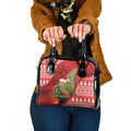 New Zealand Kakapo Christmas In July Shoulder Handbag Silver Fern Santa Xmas Red Color
