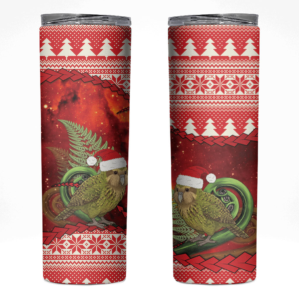 New Zealand Kakapo Christmas In July Skinny Tumbler Silver Fern Santa Xmas Red Color
