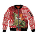 New Zealand Kakapo Christmas In July Sleeve Zip Bomber Jacket Silver Fern Santa Xmas Red Color