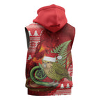 New Zealand Kakapo Christmas In July Sleeveless Hoodie Silver Fern Santa Xmas Red Color