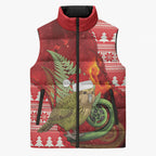 New Zealand Kakapo Christmas In July Sleeveless Puffer Jacket Silver Fern Santa Xmas Red Color