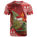 New Zealand Kakapo Christmas In July T Shirt Silver Fern Santa Xmas Red Color