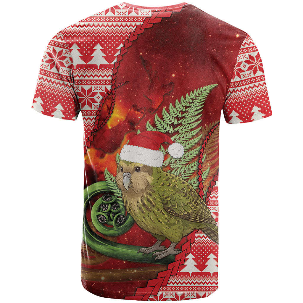 New Zealand Kakapo Christmas In July T Shirt Silver Fern Santa Xmas Red Color