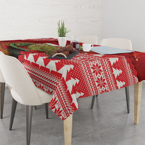 New Zealand Kakapo Christmas In July Tablecloth Silver Fern Santa Xmas Red Color