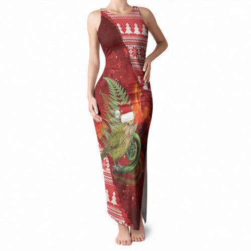 New Zealand Kakapo Christmas In July Tank Maxi Dress Silver Fern Santa Xmas Red Color