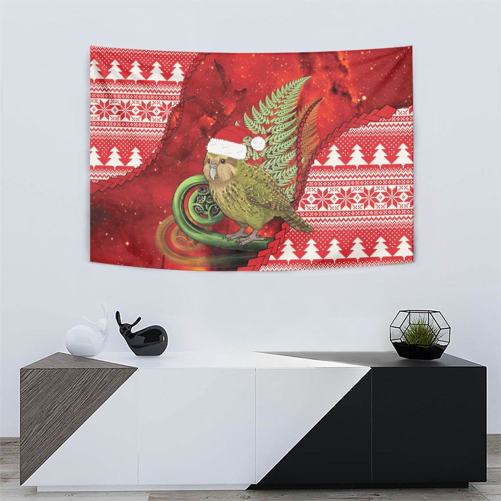 New Zealand Kakapo Christmas In July Tapestry Silver Fern Santa Xmas Red Color