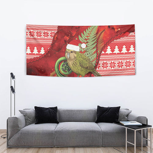 New Zealand Kakapo Christmas In July Tapestry Silver Fern Santa Xmas Red Color