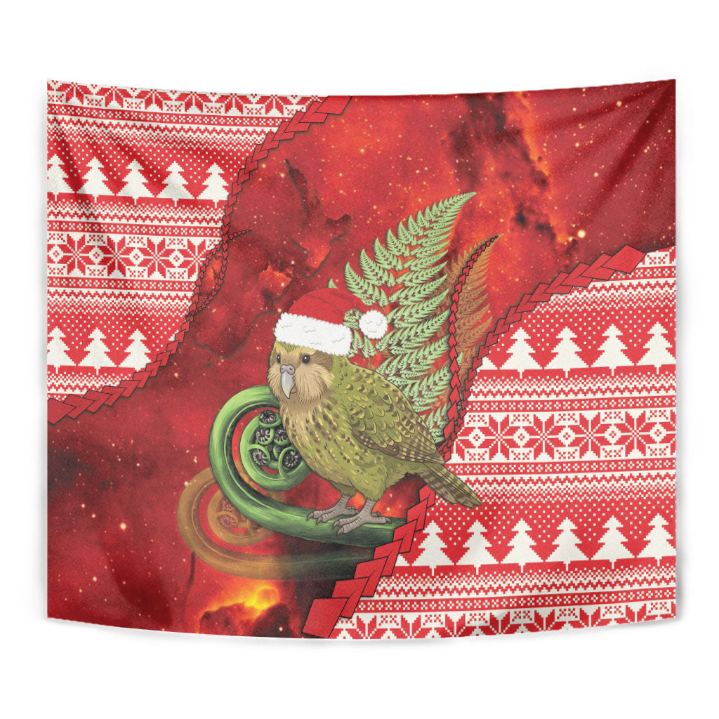 New Zealand Kakapo Christmas In July Tapestry Silver Fern Santa Xmas Red Color