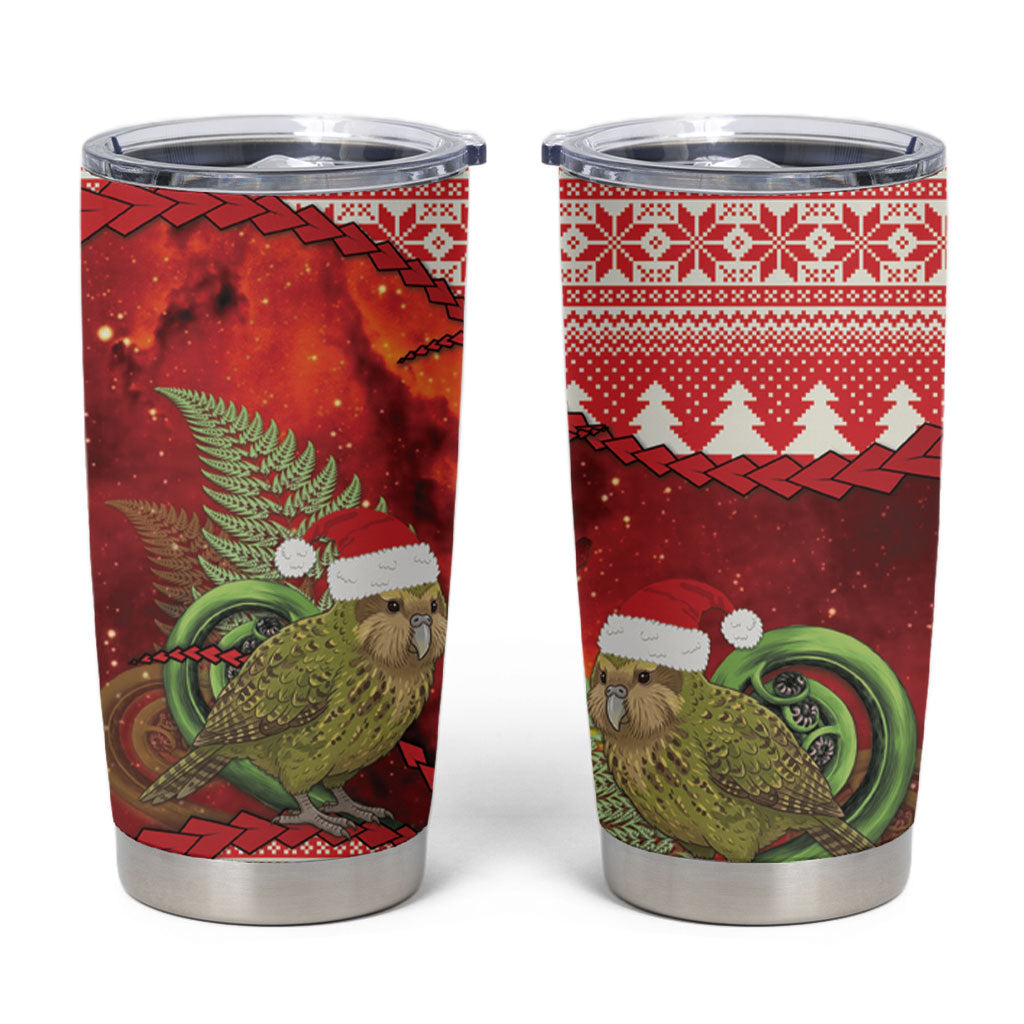 New Zealand Kakapo Christmas In July Tumbler Cup Silver Fern Santa Xmas Red Color