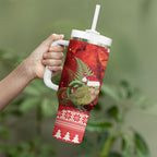 New Zealand Kakapo Christmas In July Tumbler With Handle Silver Fern Santa Xmas Red Color