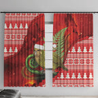 New Zealand Kakapo Christmas In July Window Curtain Silver Fern Santa Xmas Red Color