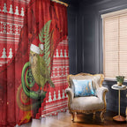 New Zealand Kakapo Christmas In July Window Curtain Silver Fern Santa Xmas Red Color