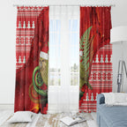 New Zealand Kakapo Christmas In July Window Curtain Silver Fern Santa Xmas Red Color