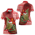 New Zealand Kakapo Christmas In July Women Polo Shirt Silver Fern Santa Xmas Red Color
