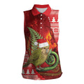 New Zealand Kakapo Christmas In July Women Sleeveless Polo Shirt Silver Fern Santa Xmas Red Color
