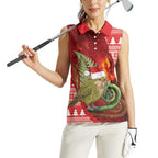 New Zealand Kakapo Christmas In July Women Sleeveless Polo Shirt Silver Fern Santa Xmas Red Color