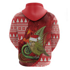 New Zealand Kakapo Christmas In July Zip Hoodie Silver Fern Santa Xmas Red Color