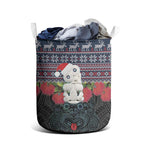 New Zealand Hei Tiki Christmas In July Laundry Basket Pohutukawa Santa Xmas Polynesian Pattern