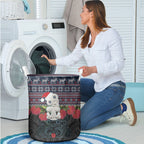New Zealand Hei Tiki Christmas In July Laundry Basket Pohutukawa Santa Xmas Polynesian Pattern