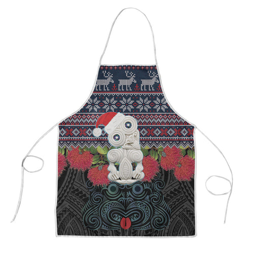 New Zealand Hei Tiki Christmas In July Apron Pohutukawa Santa Xmas Polynesian Pattern