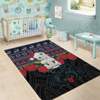 New Zealand Hei Tiki Christmas In July Area Rug Pohutukawa Santa Xmas Polynesian Pattern