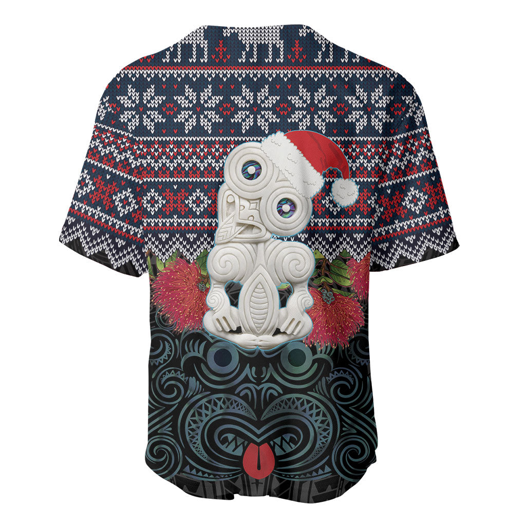 New Zealand Hei Tiki Christmas In July Baseball Jersey Pohutukawa Santa Xmas Polynesian Pattern