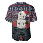 New Zealand Hei Tiki Christmas In July Baseball Jersey Pohutukawa Santa Xmas Polynesian Pattern