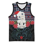 New Zealand Hei Tiki Christmas In July Basketball Jersey Pohutukawa Santa Xmas Polynesian Pattern
