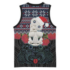 New Zealand Hei Tiki Christmas In July Basketball Jersey Pohutukawa Santa Xmas Polynesian Pattern