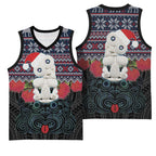 New Zealand Hei Tiki Christmas In July Basketball Jersey Pohutukawa Santa Xmas Polynesian Pattern