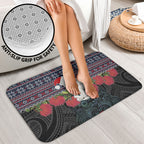 New Zealand Hei Tiki Christmas In July Bathroom Set Pohutukawa Santa Xmas Polynesian Pattern