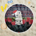 New Zealand Hei Tiki Christmas In July Beach Blanket Pohutukawa Santa Xmas Polynesian Pattern