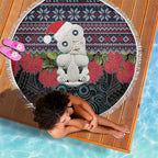 New Zealand Hei Tiki Christmas In July Beach Blanket Pohutukawa Santa Xmas Polynesian Pattern