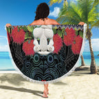 New Zealand Hei Tiki Christmas In July Beach Blanket Pohutukawa Santa Xmas Polynesian Pattern