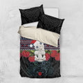 New Zealand Hei Tiki Christmas In July Bedding Set Pohutukawa Santa Xmas Polynesian Pattern