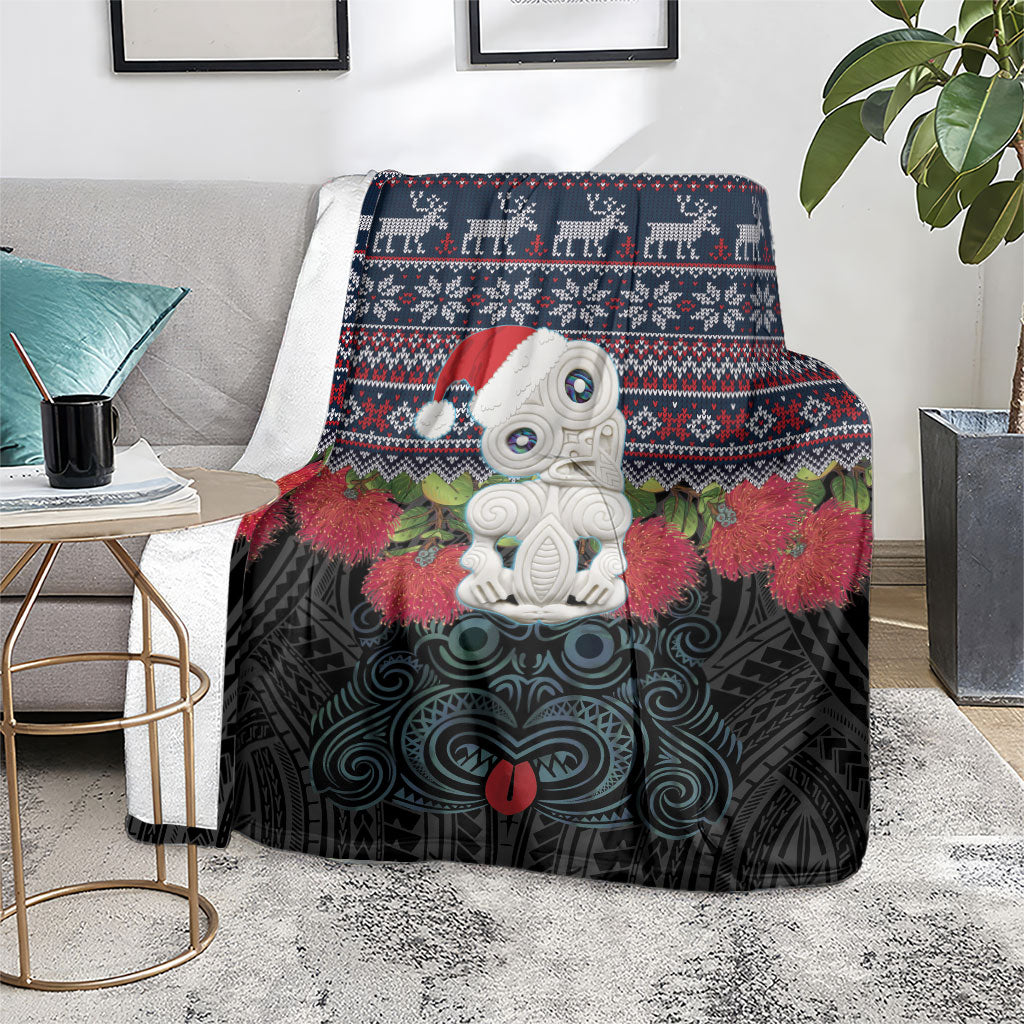 New Zealand Hei Tiki Christmas In July Blanket Pohutukawa Santa Xmas Polynesian Pattern