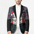 New Zealand Hei Tiki Christmas In July Blazer Pohutukawa Santa Xmas Polynesian Pattern