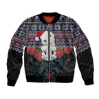 New Zealand Hei Tiki Christmas In July Bomber Jacket Pohutukawa Santa Xmas Polynesian Pattern