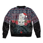 New Zealand Hei Tiki Christmas In July Bomber Jacket Pohutukawa Santa Xmas Polynesian Pattern