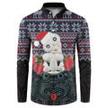 New Zealand Hei Tiki Christmas In July Button Sweatshirt Pohutukawa Santa Xmas Polynesian Pattern
