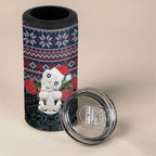 New Zealand Hei Tiki Christmas In July 4 in 1 Can Cooler Tumbler Pohutukawa Santa Xmas Polynesian Pattern