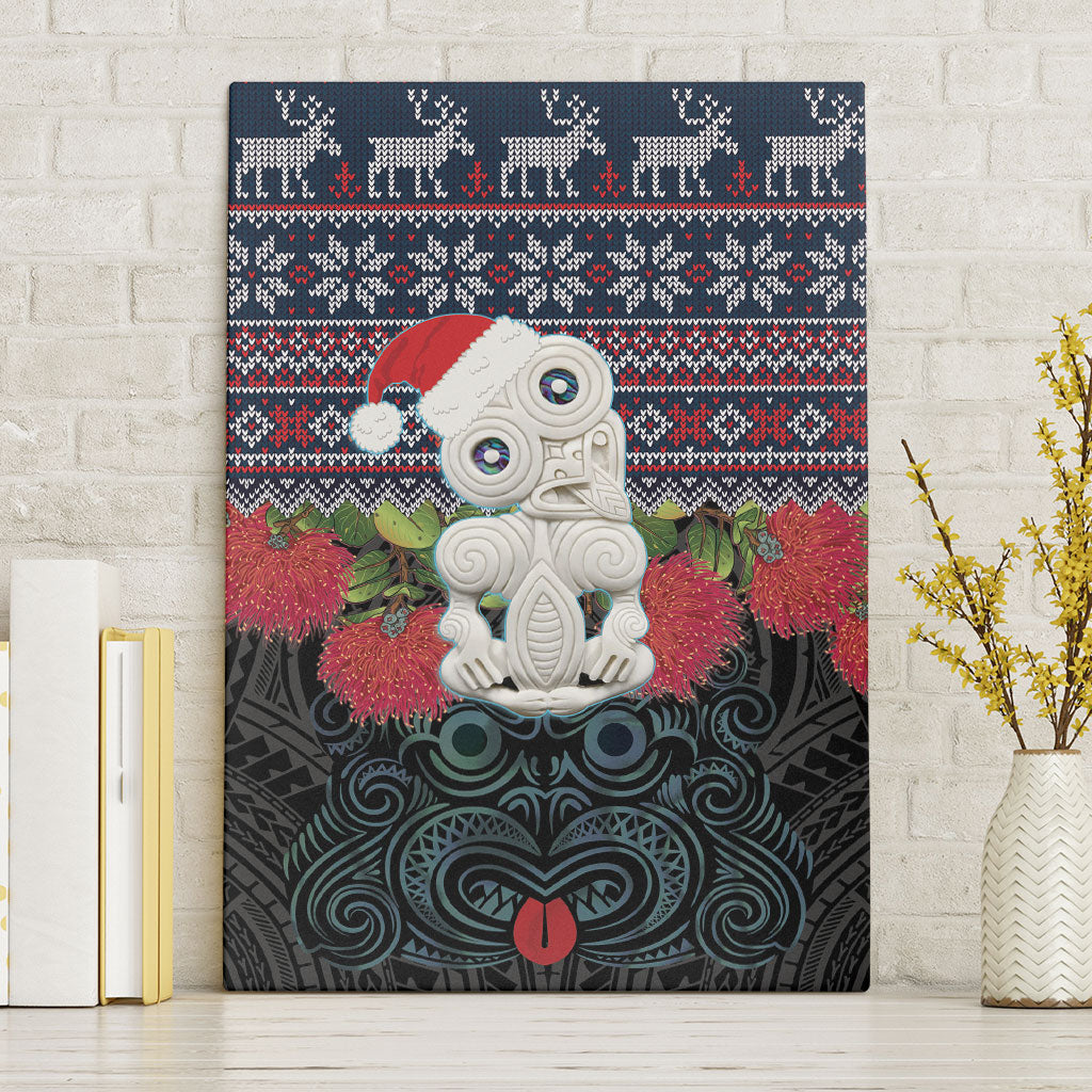 New Zealand Hei Tiki Christmas In July Canvas Wall Art Pohutukawa Santa Xmas Polynesian Pattern