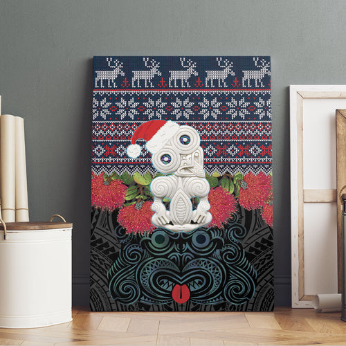 New Zealand Hei Tiki Christmas In July Canvas Wall Art Pohutukawa Santa Xmas Polynesian Pattern